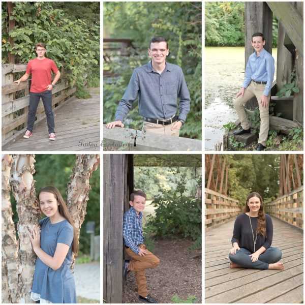 family portraits of individual children in outdoor park like setting