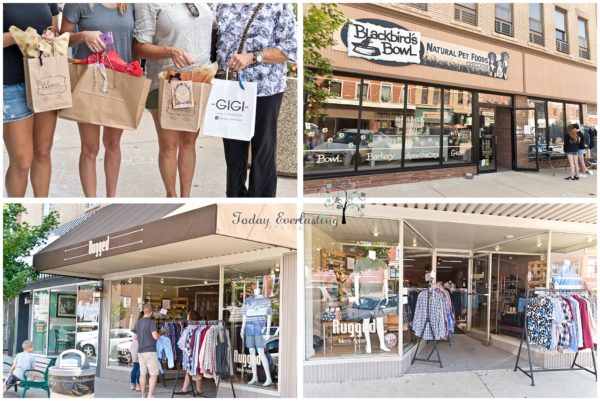 Quaint downtown shops, and shoppers with good finds